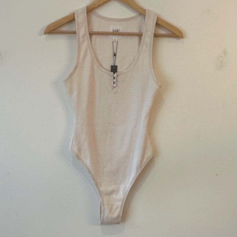 LOUNGE Deep Scoop Neck Ribbed Bodysuit